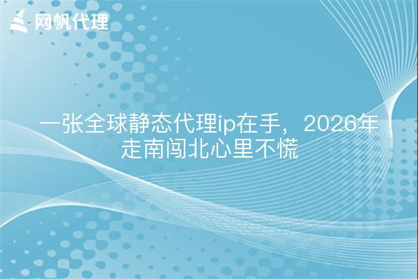 一张全球静态代理ip在手,2026年走南闯北心里不慌