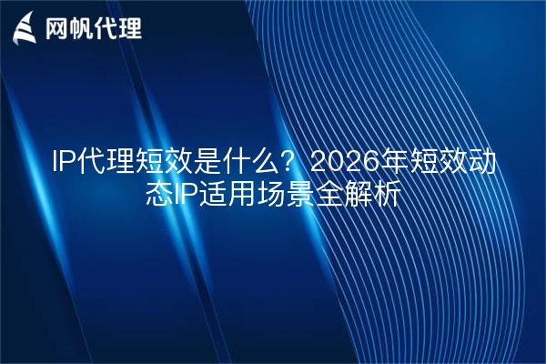 IP代理短效是什么?2026年短效动态IP适用场景全解析