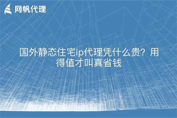 国外静态住宅ip代理凭什么贵？用得值才叫真省钱